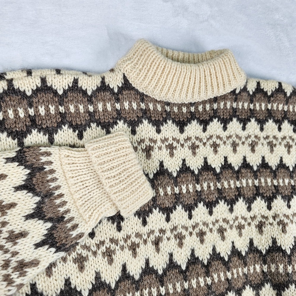 Vtg Runox Fair Isle Wool Sweater M 38 Scandia Nordic Turtleneck Fisherman Aran